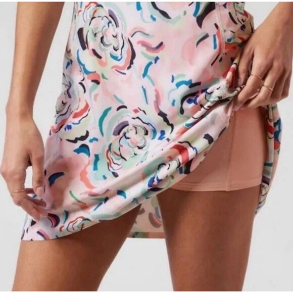 ATHLETA Blush Pink Floral Infinity Dress Built In Shorts Active Tennis Size XS - Picture 4 of 6
